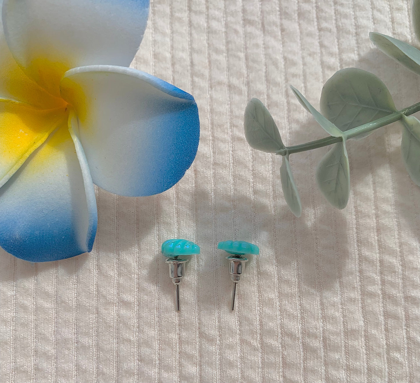 Blue shell earrings